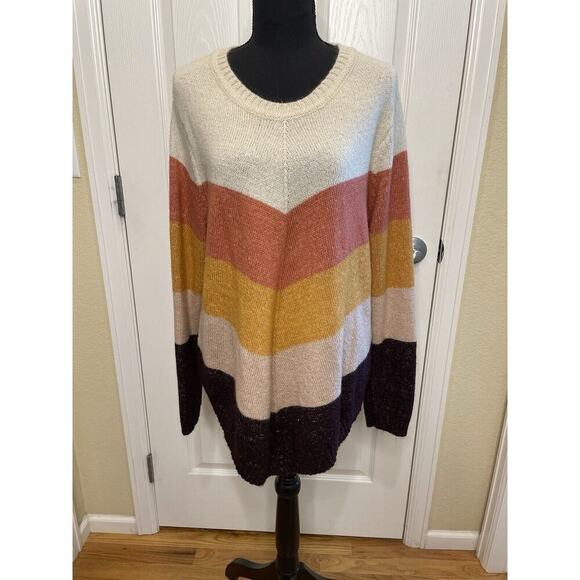 By & By Sweater Rainbow Chevron Crew Neck Size XXL Soft EUC - Picture 1 of 12